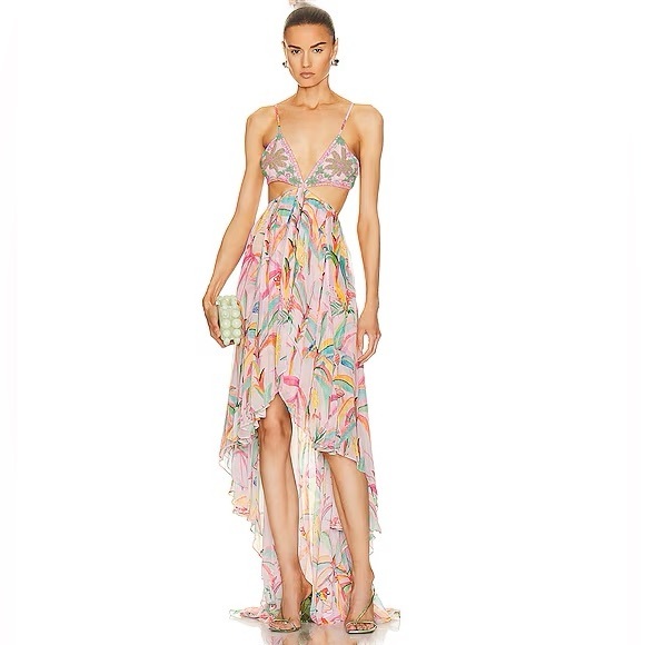 ROCOCO SAND Rio Beaded High Low Dress Small - Picture 1 of 5